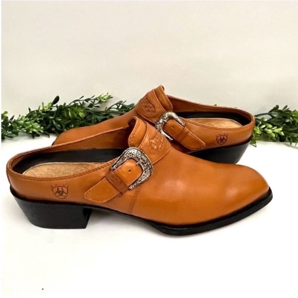 Ariat Women's Brown Leather Mules with Buckle Size 9.5B - Picture 14 of 14